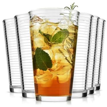Imagem de ALINK Copos Highball de 473 ml, conjuntos de vidro alto de 6 peças. Copos de cristal sem chumbo. Copos de água, copos de vidro de mojito, copos de bar Tom Collins e conjunto de copos de coquetel