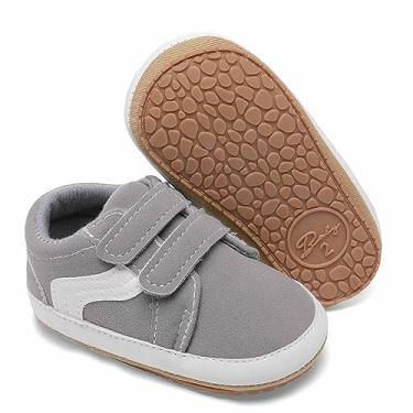 Imagem de Clowora Unsex Sapatos de lona para meninos e meninas, recém-nascidos, antiderrapante, sola macia, para berço, tênis casual para bebês e crianças pequenas, 0122/Sola de borracha cinza, 3-6 Meses