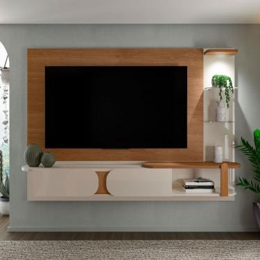 Imagem de Painel para TV Até 65 Polegadas Urban 2 Portas com Led Cinamomo/Off White - Pnr Móveis