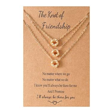 Imagem de Conjunto de colar de nó de amizade BFF para 2/3 de melhor amigo de longa distância combinando joias de amizade presente para irmã melhor amiga, Metal, Sem Pedra Preciosa