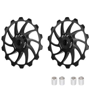 Imagem de DJC Roda de rolamento de cerâmica para bicicleta, 2 peças, rolo guia 11T 12T 13T 14T 15T 16T MTB Road Bike Derailleur traseiro para Shimano para Sram Pulley oilslick (preto, 2 peças 15T)