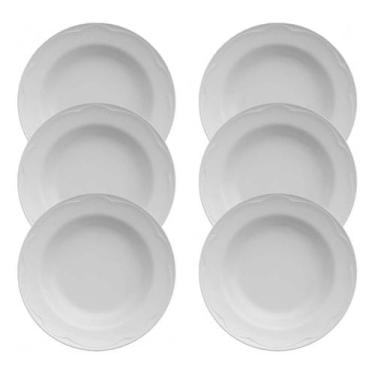 Imagem de Jogo 6 Pratos Fundos Sopa Salada Cottage Porcelana Branca Germer - Por