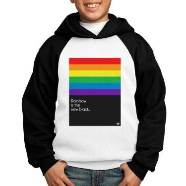 Imagem de Moletom Infantil Rainbow is the new black - Foca na Moda, Branco, Pret