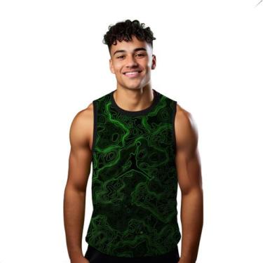 Imagem de Camiseta Algodão Regata Verão Estilo Moda Praia Basquete Esporte Verde