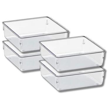 Imagem de Jogo 4 Organizador Gavetas Modular 1 Porta Talheres Multiuso - PLASTUT