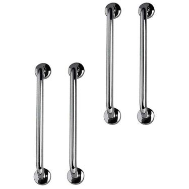 Imagem de Barra de Apoio 70cm Aço Inox Kit 4 Unidades Acessibilidade Criança Idoso Gestante Deficiente Banheiro Box Corrimao Suporte Resistente Segurança