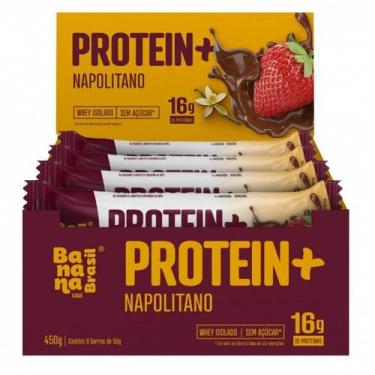 Imagem de Barras de Proteína Protein+ Napolitano Banana Brasil cx 9un
