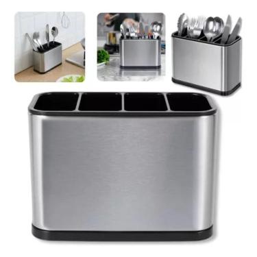 Imagem de Escorredor Organizador Para Talheres Inox 4 Divisoria - STEEL