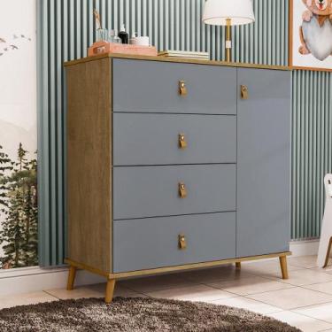 Imagem de Cômoda/sapateira Infantil Jujuba 4 Gavetas Cinza/Nature - J&A Móveis