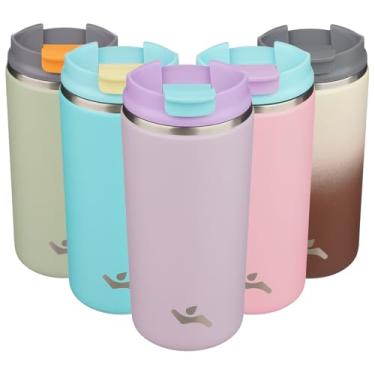 Imagem de Konokyo Copo com tampa, caneca de café de viagem de 350 ml, parede dupla, vácuo, aço inoxidável, copo de metal térmico, garrafa de água isolada, lavanda