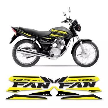 Imagem de Kit Adesivos Carenagem Honda Cg Fan 125 Amarelo E Preto - Resitank