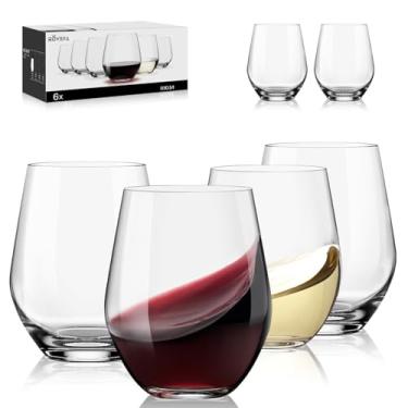 Imagem de Conjunto de 6 taças de vinho sem haste OJA de 450 ml, taças de cristal premium, vinho branco e tinto, transparentes, resistentes, uso diário, aniversário, casamento, festa em casa, bodas, dia dos pais