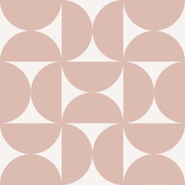 Imagem de VEELIKE Papel de Parede Rosa Meio Círculos Meio Século Retrô Geométrico Peel and Stick Papel de Parede Boho Art Deco 17,7" x 354'' Autoadesivo Rosa Abstrato Mural de Parede Papel de Contato Removível
