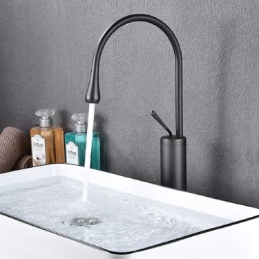 Imagem de Torneira de teto suspensa com gota d'água para banheiro, torneira para banheira, misturador de pia de água quente e fria em latão maciço, ferragens para banheira, quadrado alto, cinza