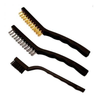 Imagem de Kit Jogo Escovas 3 Pçs Limpeza Remoção Aço Inox Nylon Latão - IDEA