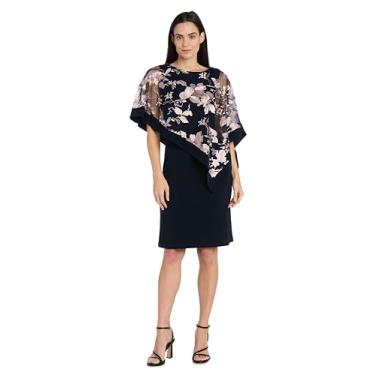 Imagem de Vestido poncho floral formal, Azul-marinho/rosa, 44
