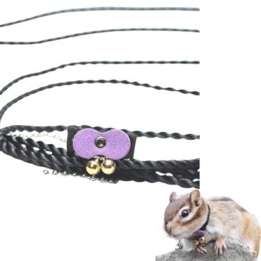 Imagem de Corda de tração de esquilo de esquilo, corda antimordida, coleira de caminhada de animais pequenos com coleira de chumbo para hamster, gerbil, rato, furão, chinchila (Roxo)