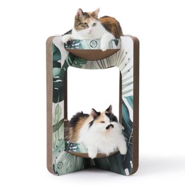 Imagem de Necoichi Torre arranhadora para gatos em ambientes internos – espreguiçadeira para arranhar gatos com usabilidade reversível e conforto extra para lounge, sofá de cama de papelão/(regular, carvalho)