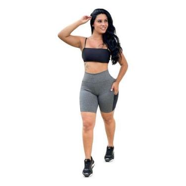 Imagem de Shorts Legging Com Bolso Celular Feminino Cós Alto Suplex - Lisisys Mo