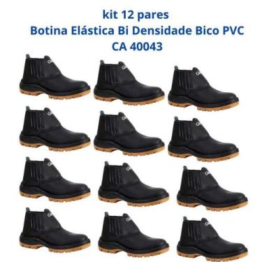 Imagem de Kit 12 Pares Botina Epi Bico Pvc Segurança Crival CA 40043, 43, Preto