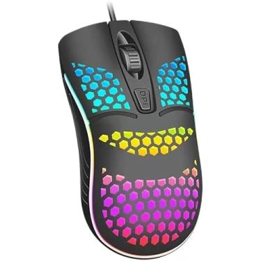 Imagem de Mouse Gamer RGB com Fio USB, Design em Favo de Mel, Iluminação LED Multicolorida, Preto
