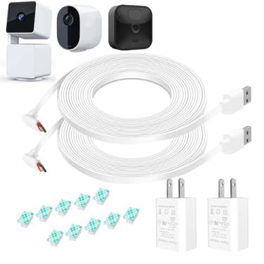 Imagem de DIANMU Cabo de alimentação de 3 m e adaptador para Wyze Cam Pan V3 interno/externo, Blink Outdoor (3ª geração), carregador de cabo de carregamento de extensão para câmera de segurança WYZE Cam Pan v3
