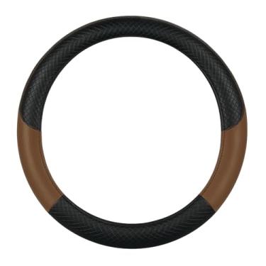 Imagem de Capa de volante de carro, antiderrapante, segura, macia, respirável – couro sintético de malha diamante, resistente ao desgaste e durável, ajuste universal de 37 a 38 cm com anel interno de borracha