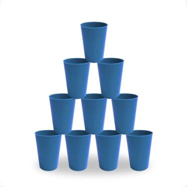 Imagem de Kit 10 Copos Plásticos 200ml Reutilizáveis Resistentes p/Festas, Merenda Escolar e Creches (Azul)
