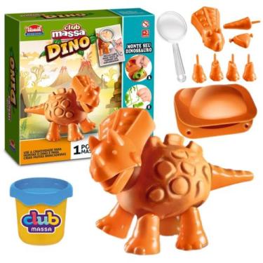 Imagem de Brinquedo Kit Club Massa Monta Dino 9 Acessórios Sortido - Usual Brinq