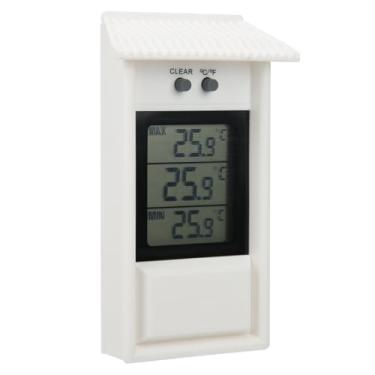 Imagem de Medidor de Temperatura, Termômetro Digital Jardim Externo Garden de Temperatura Branca à Prova d'água, -20-50 ℃ Faixa Com Ganchos, para Jardim, Termômetros Internos