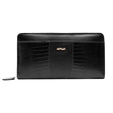 Imagem de Carteira com Zíper Feminina em Couro Artlux 351, Preto