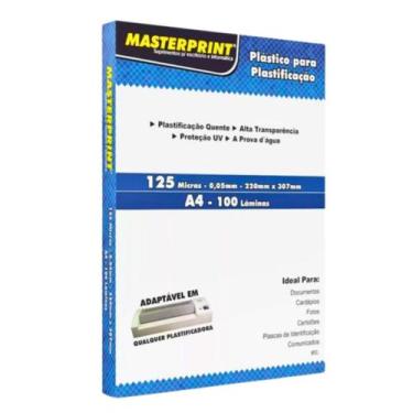 Imagem de Plastificacao A4 100 Folhas 125micras 0,05 Espessura Der  - Masterprin