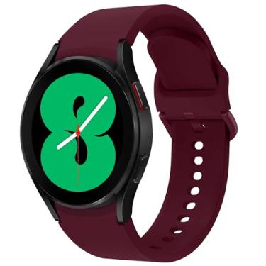 Imagem de Pulseira para Galaxy Watch 5 de 40 mm e 44 mm/Galaxy Watch 5 Pro 45 mm/Galaxy Watch 4 40 mm 44 mm/Galaxy Watch 4 Classic Band 42 mm 46 mm, pulseira esportiva de silicone de 20 mm para mulheres e homens, Official Wine Red