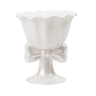 Imagem de zaoalife Tigela de sobremesa com pés, copo de sobremesa de cereais de iogurte de cerâmica, tigelas de sorvete de cerâmica, copo de sobremesa com laço com pés