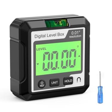 Imagem de Localizador de ângulo digital magnético, 4 lados 90 graus digital acessório de medidor de ângulo eletrônico com base magnética para construção, marcenaria e máquinas (preto branco)