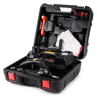 Imagem de STANDTALL Macaco de carro elétrico 5 toneladas 12 V hidráulico com chave de impacto para troca de pneu e substituição e kit de ferramentas de reparo de carro portátil com luz de LED