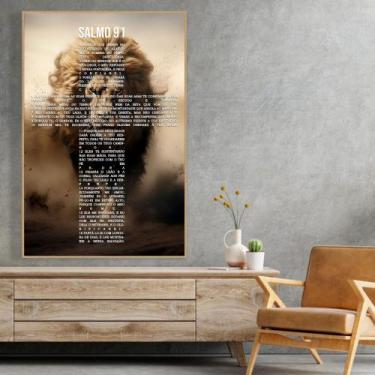 Imagem de Quadro decorativo salmo 91 - MeMoldura, Amadeirado Claro, 100x150cm