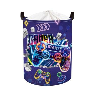 Imagem de Clastyle Cesto de armazenamento legal para crianças, controle de jogos, cesto de roupa suja, dobrável, caixa de brinquedo para berçário, roxo 3D, 36 x 45 cm