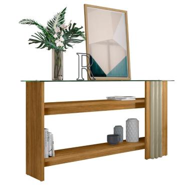 Imagem de Aparador De Sala Com Prateleiras 150cm Fire Z10 Cumaru-opala - Mpozenato