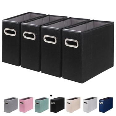 Imagem de ComfortKeeper 4 pacotes de organizador de arquivos tamanho carta, organizador de pastas de arquivo, caixa de armazenamento de tecido, organizador de papel dobrável com alça de metal, trilhos de PVC