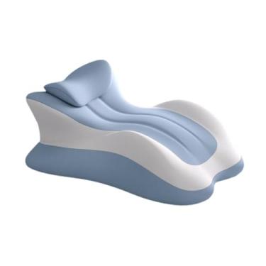 Imagem de Ｂｅｓｇａ Travesseiro de cama para posição deitada em cunha para adultos, travesseiro de leitura, capa de tecido removível, multiuso para elevação de pernas e, Azul