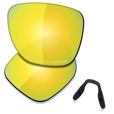 Imagem de SAUCER Lentes de reposição premium e protetores de nariz para óculos de sol Oakley Crossrange XL OO9360 de alta definição - ouro 24K polarizado
