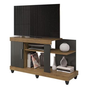 Imagem de Rack Bancada Para Sala Canadá Freijó Grafite Perolizado - Móveis Leão