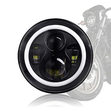 Imagem de FTRT DOT Farol de LED Halo de 14,6 cm com DRL para Harley Davidson Dyna Softail Sportster Wide Glide Iron 883 Street Bob Low Rider, farol redondo de 14,6 cm
