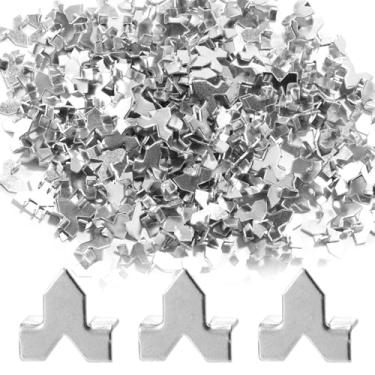 Imagem de BOXOB 300un Pontos Envidraçamento, Pontos Pressão para Vidraceiro com Acabamento Zinco Instalação Molduras Vidro Envidraçamento Janelas Ferramentas e Suprimentos para Molduras Quadros(Prata)