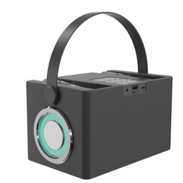 Imagem de Karaokê portátil Hi-Fi - Som surround com quatro alto-falantes + Luzes LED sensíveis à música, 4 horas de tempo de canto, microfones duplos - Sem interrupções para conexão de telefones/tablets/TV