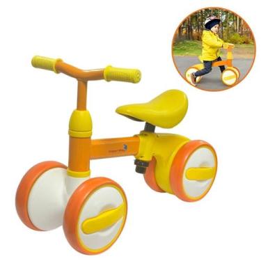 Imagem de Triciclo infantil de equilíbrio 4 rodas sem pedal amarelo - IMPORTWAY