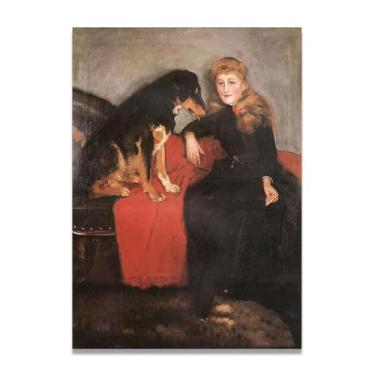 Imagem de Deitado no sofá John Lavery Iconic Realist Portrait & War Scene Canvas Art – Decoração de parede irlandesa atemporal para casa 39,9 x 52 cm Un Framed