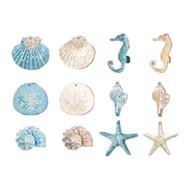 Imagem de Sclmgo Enfeites de Natal com Tema de Praia, Decorações de Madeira, Conchas, Decoração de árvore de Natal para Casa, Fazenda, Festa de Casamento, 12 Peças, Tamanho real