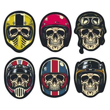 Imagem de Cartela de Adesivos Decorativos Caveiras Motoqueiras para Objetos Capacete